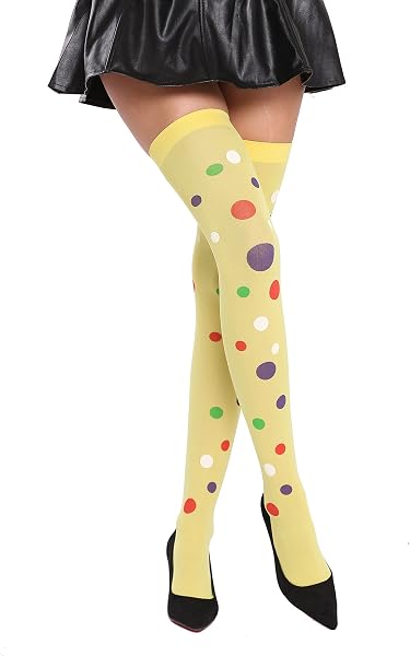 dressmeup Dress ME UP - BB-030-yellow Medias de Mujeres Overknees Halloween Carnaval Color Amarillo Lunares…