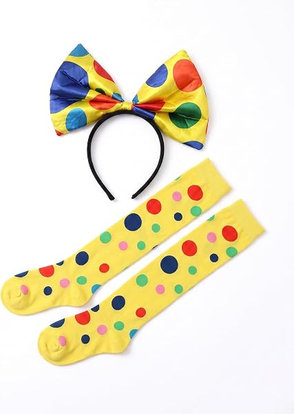 Kit de Payaso: 1 Diadema + 1 Par Medias Largas con Clip Antidesliz. Sujeción segura para bailes intensos y fotos…