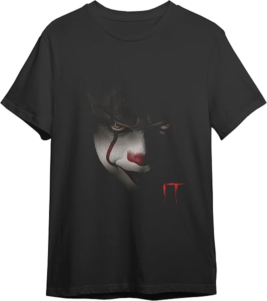 | IT Camiseta Hombre | Artículo Licenciado Oficial | Stephen King |Pennywise | Negro | S, M, L, XL, XXL