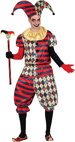 FIESTAS GUIRCA Disfraz de Arlequín Diamante - Payaso Bufón Circo de Terror Disfraz Halloween Hombre Talla 52-54 L