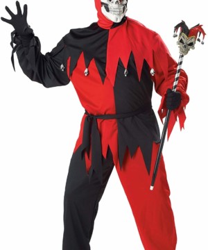Disfraz de arlequín diabólico rojo y negro