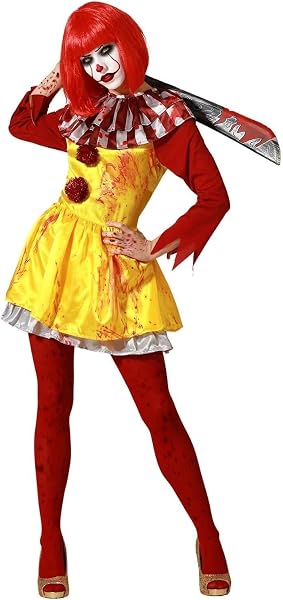 Atosa Disfraz Payaso Asesino Mujer Vestido Estilo Pennywise De It Amarillo Traje Payasa Aterradora Actitud…