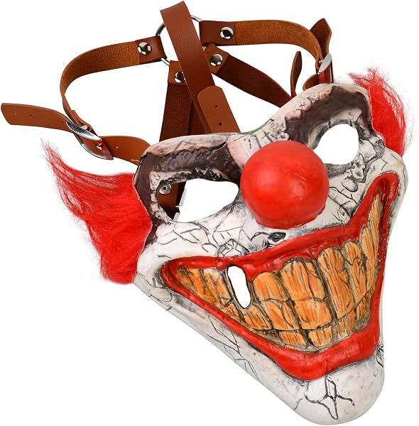 Máscara de payaso malvado espeluznante de Halloween, máscaras de látex de Joker aterrador, accesorios de cosplay,…
