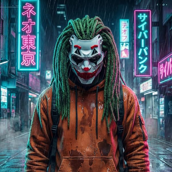 Máscara de payaso Joker de Halloween, estilo mecánico, rastas, disfraz de adulto de asesino de películas, máscaras…