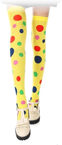 Acan Tradineur - Pack de 2 Pares de Medias de Payaso Amarillas para Adulto, complemento para Disfraz, Carnaval,…