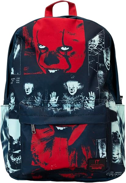 Loungefly Warner Brothers It Pennywise I Heart Horror - Mochila de nailon de tamaño completo
