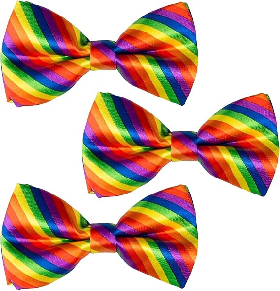 3 pajaritas a rayas de colores, pajarita arcoíris multicolor, corbata arcoíris, corbata de payaso, accesorio para…