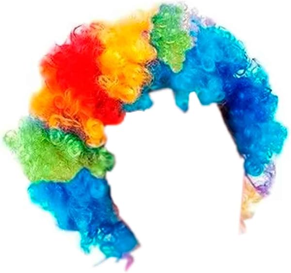Tradineur - Peluca multicolor de payaso para jóvenes y adultos, complemetos de disfraces para carnaval, halloween…