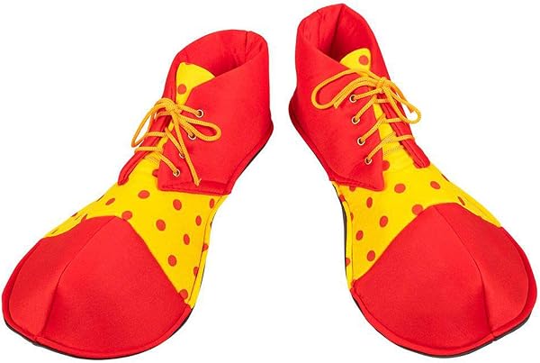 Boland- Clownschuhe 55519-Zapatos de Tela de Payaso, 1 par, talla única para Adultos, amarillo-rojo, cubrezapatos,…