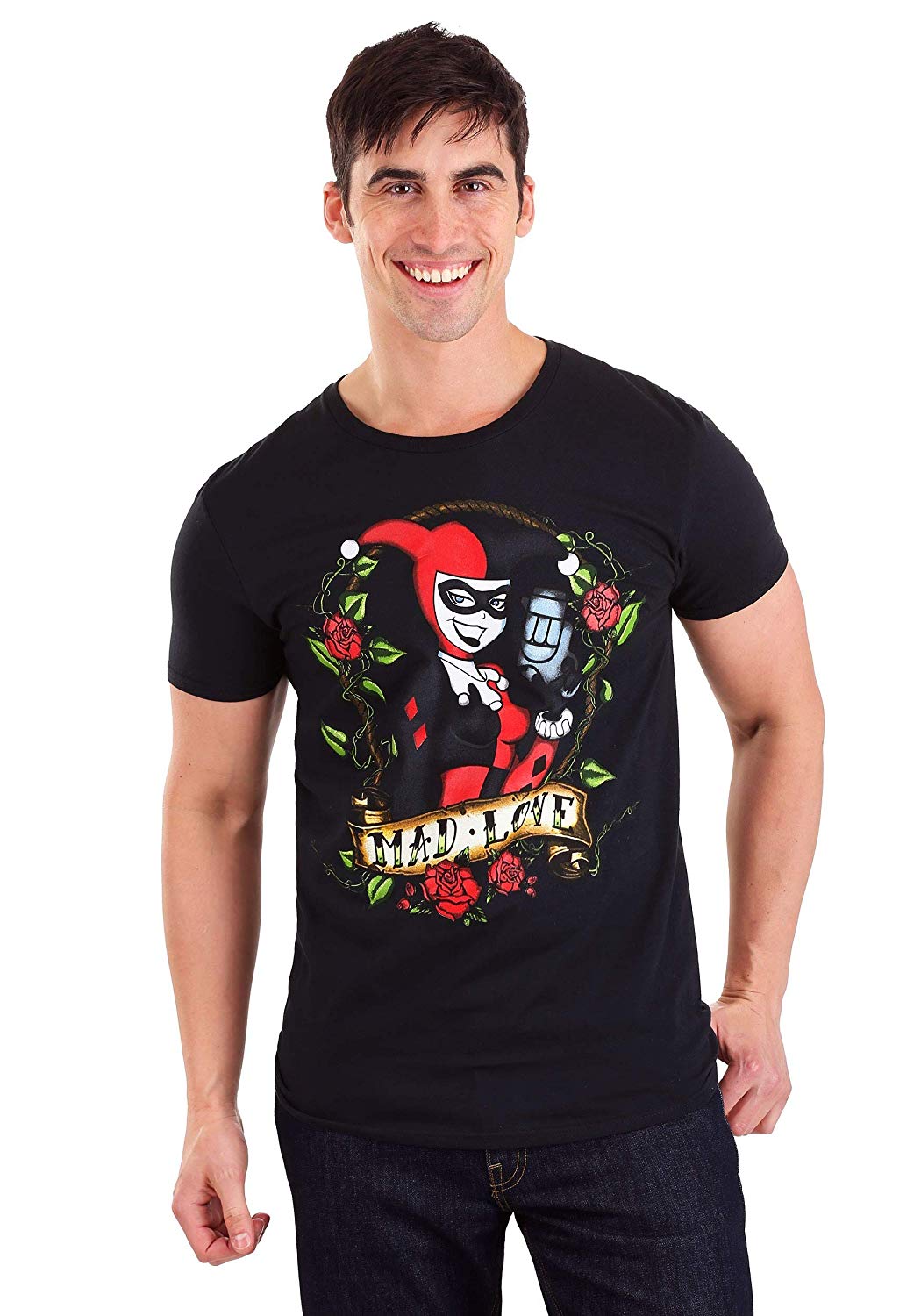 camiseta negra harley quinn hombre