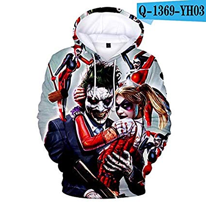 sudadera capucha estampado 3d joker harley quinn